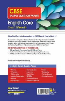 Arihant CBSE Term 2 English Core Class 12 Sample Question Papers (As per CBSE Term 2 Sample Paper Issued on 14 Jan 2022)