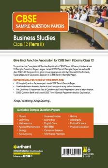 Arihant CBSE Term 2 Business Studies Class 12 Sample Question Papers (As per CBSE Term 2 Sample Paper Issued on 14 Jan 2022)
