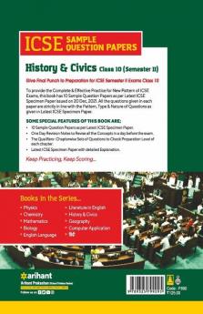 Arihant ICSE Semester 2 History & Civics Class 10 Sample Question Papers (As per ICSE Semester 2 Specimen Paper Issued on 20 Dec 2021)