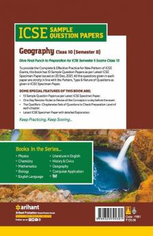 Arihant ICSE Semester 2 Geography Class 10 Sample Question Papers (As per ICSE Semester 2 Specimen Paper Issued on 20 Dec 2021)