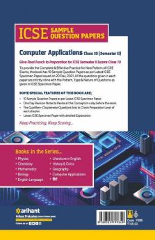 Arihant ICSE Semester 2 Computer Applications Class 10 Sample Question Papers (As per ICSE Semester 2 Specimen Paper Issued on 20 Dec 2021)