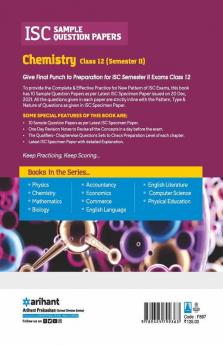 Arihant ISC Semester 2 Chemistry Class 10 Sample Question Papers (As per ISC Semester 2 Specimen Paper Issued on 20 Dec 2021)