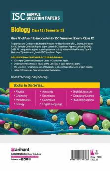Arihant ISC Semester 2 Biology Class 12 Sample Question Papers (As per ISC Semester 2 Specimen Paper Issued on 20 Dec 2021)