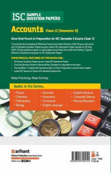 Arihant ISC Semester 2 Accounts Class 10 Sample Question Papers (As per ISC Semester 2 Specimen Paper Issued on 20 Dec 2021)