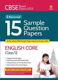 CBSE Board Exams 2023  I-Succeed 15 Sample Question Papers ENGLISH CORE Class 12th