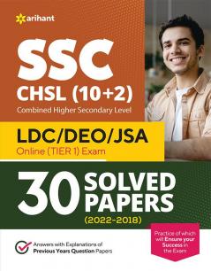 SSC CHSL (10+2) 30 Solved Papers Combined Higher Secondary Level Tier 1 (2022-2018)