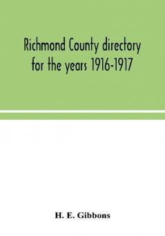 Richmond County directory for the years 1916-1917