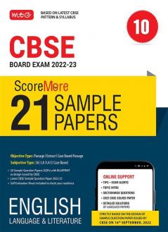 MTG CBSE ScoreMore 21 Sample Papers Class 10 English Language and Literature Book For 2023 Board Exam (Based on Latest CBSE Sample Paper Released on 16th Sep)