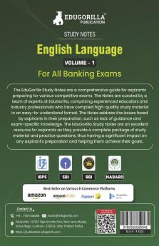 English Language (Vol 1) Topicwise Notes for All Banking Related Exams | A Complete Preparation Book for All Your Banking Exams with Solved MCQs | IBPS Clerk IBPS PO SBI PO SBI Clerk RBI and Other Banking Exams