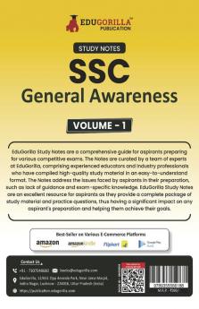 Study Notes for SSC General Awareness (Vol 1) - Topicwise Notes for CGL CHSL SSC MTS CPO and Other SSC Exams with Solved MCQs