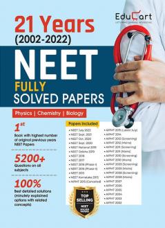Educart NEET 21 Previous Years Fully Solved Papers (Physics Chemistry & Biology) For 2023 Exam (5200+ questions with explanations)