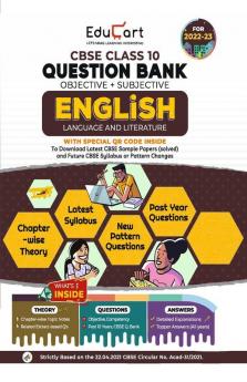 Educart CBSE Class 10 English Question Bank On New Pattern 2022-23