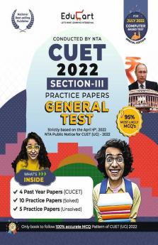 Educart NTA CUET General Test (GT) Section III Practice Papers Book for July 2022 Exam (Strictly based on the Latest Official CUET-UG Mock Test 2022)