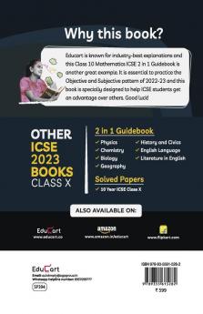 Educart ICSE Class 10 Maths Guidebook 2022-23 Question Bank + Sample Papers 2023 Exam (Including Previous 10 Years Questions)