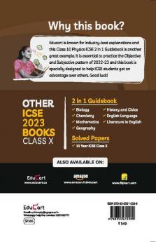 Educart ICSE Class 10 Physics Guidebook 2022-23 Question Bank + Sample Papers 2023 Exam (Including Previous 10 Years Questions)