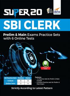 Super 20 SBI Clerk Prelim & Main Exams Practice Sets with 6 Online Tests