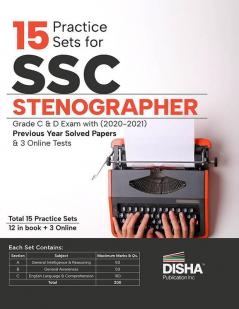 15 Practice Sets for SSC Stenographer Grade C & D Exam with 2020 - 2021 Previous Year Solved Papers & 3 Online Tests 3rd Edition
