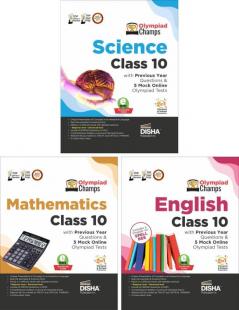 Olympiad Champs Science Mathematics English Class 10 with Previous Year Questions & 5 Mock Online Olympiad Tests 2nd Edition (set of 3 books)