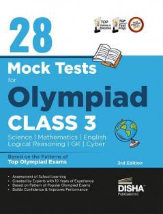 28 Mock Test Series for Olympiads Class 3 Science Mathematics English Logical Reasoning GK & Cyber 2nd Edition