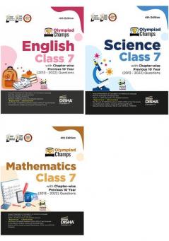 Olympiad Champs Science Mathematics English Class 7 with Past Questions 4th Edition (set of 3 books)