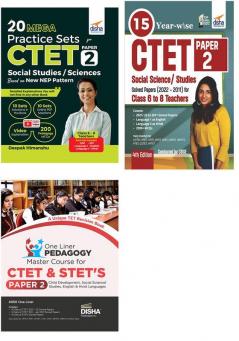 Combo (set of 3 Books) CTET Paper 2 Social Studies & Science - One Liner Pedagogy Master Course with Past 15 Year-wise Solved Papers & 20 Practice Sets - 2nd Edition | Central Teaching Eligibility Test