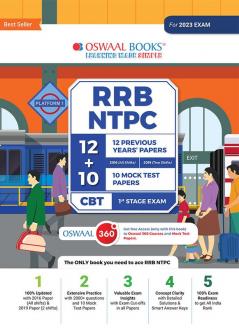 Oswaal RRB NTPC 12 Previous Years' Papers & 10 Mock Test Papers 2016 (All shifts) 2019 (Two shifts) CBT 1st Stage Exam