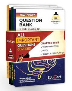(OLD) Educart One-shot Question Bank CBSE Class 10 Bundle - Science Maths SST & English for 2024 (4 books)