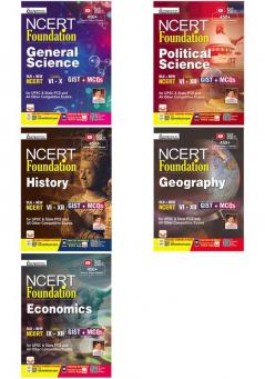 NCERT Foundation History+Political Science+Geography+General Science Gist 6 to 12 & Economics 9 To 12 Gist With 450+ Hours Video Classes(English Medium)(5 Books COMBO)