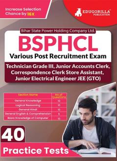 BSPHCL Various Post Recruitment Exam 2024 | Technician Grade III, Jr. Accounts Clerk, etc. | 40 Practice Tests (1800+ Solved MCQs) | Free Access to Online Tests