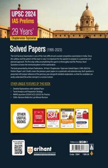 Arihant 29 Years' UPSC Civil Services IAS Prelims Chapterwise-Topicwise Solved Papers 1 & 2 (1995 - 2023) | General Studies & CSAT | Free 3500+ Revision Bullets