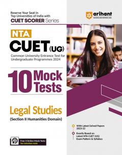 Arihant NTA CUET UG 10 Mock Test For Section 2 Humanities Domain Legal Studies Exam Book For CUET 2024