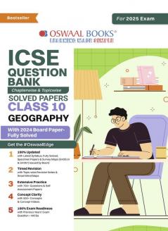 Oswaal ICSE Question Bank Class 10 Geography | Chapterwise | Topicwise | Solved Papers | For 2025 Board Exams