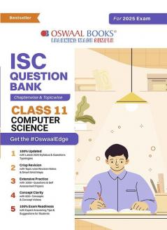 Oswaal ISC Question Bank Class 11 Computer Science | Chapterwise | Topicwise | Solved Papers | For 2025 Exams