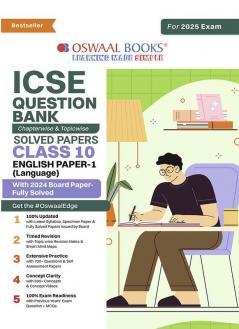 Oswaal ICSE Question Bank Class 10 English Paper 1 | Chapterwise | Topicwise | Solved Papers | For 2025 Board Exams