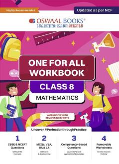 Oswaal NCERT & CBSE One For All Workbook | Mathematics | Class 8 | Updated As Per NCF | MCQ's | VSA | SA | LA | For Latest Exam