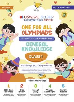 Oswaal One For All Olympiad Class 1 General Knowledge | Previous Years Solved Papers | For 2024-25 Exam