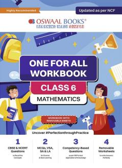 Oswaal NCERT & CBSE One For All Workbook | Mathematics | Class 6 | Updated As Per NCF | MCQ's | VSA | SA | LA | For Latest Exam