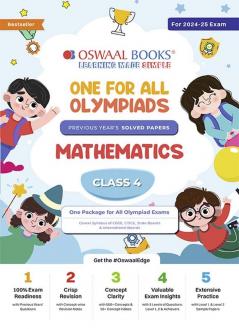 Oswaal One For All Olympiad Class 4 Mathematics | Previous Years Solved Papers | For 2024-25 Exam