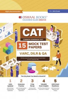 Oswaal CAT 15 Mock Test Papers Hardcover Book For 2024 Exam