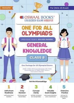 Oswaal One For All Olympiad Class 8 General Knowledge | Previous Years Solved Papers | For 2024-25 Exam