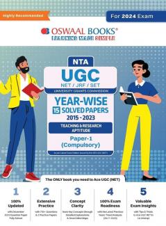 Oswaal NTA UGC NET/JRF/SET Paper-1 (Compulsory) | 15 Year's Solved Papers Teaching & Research Aptitude | Yearwise | 2015-2023 | For 2024 Exam