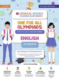 Oswaal One For All Olympiad Class 8 English | Previous Years Solved Papers | For 2024-25 Exam