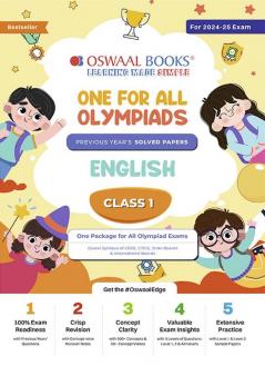 Oswaal One For All Olympiad Class 1 English | Previous Years Solved Papers | For 2024-25 Exam