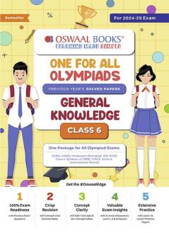 Oswaal One For All Olympiad Class 6 General Knowledge | Previous Years Solved Papers | For 2024-25 Exam