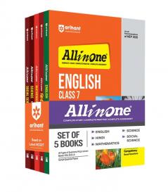 All In One Science Social Science Mathematics English and Hindi Class 7th Based on Latest NCERT For CBSE Exams 2025 | Mind map | All type of Questions MCQs Extract Based VSA SA & LA (Set of 5 Books)