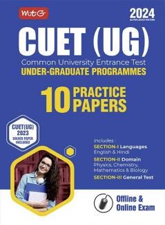 MTG CUET (UG) Combined 10 Practice Papers Book (Physics Chemistry Mathematics Biology General Test English Hindi Languages) For 2024 Exam With Previous Years Solved Paper (As Per Latest Pattern)