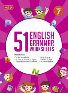 MTG 51 English Grammar Worksheets Class 7 – Grammar Work books to practice English concepts in interactive way (Based on CBSE/NCERT)