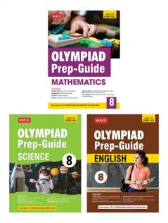 MTG Olympiad Prep-Guide Class-8 Mathematics Science & English (Set of 3 Books) - Detailed Theory Self Test with IMO-NSO-IEO Chapterwise Previous Year Question Paper For SOF 2024-25 Exam