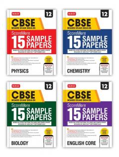 MTG CBSE Class 12 ScoreMore 15 Sample Papers Physics Chemistry Biology & English Books For 2025 Board Exam (Set of 4) | Detailed Solutions of Each Chapter | Based on Latest CBSE Pattern & Syllabus
