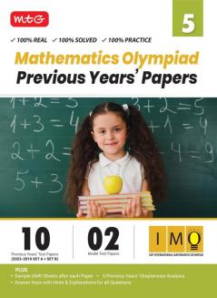 MTG IMO Class-5 Olympiad 10 Previous Years Papers (2023-2019 Set A & B) Mathematics with Mock Test Papers - Sample OMR Sheet with Chapterwise Analysis | SOF Olympiad Books For 2024-25 Exam